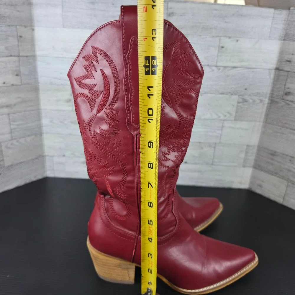 Arider Girl Kids Red Western Cowboy Boots Pointed Toe Stacked Heel Size 7 EUR 37